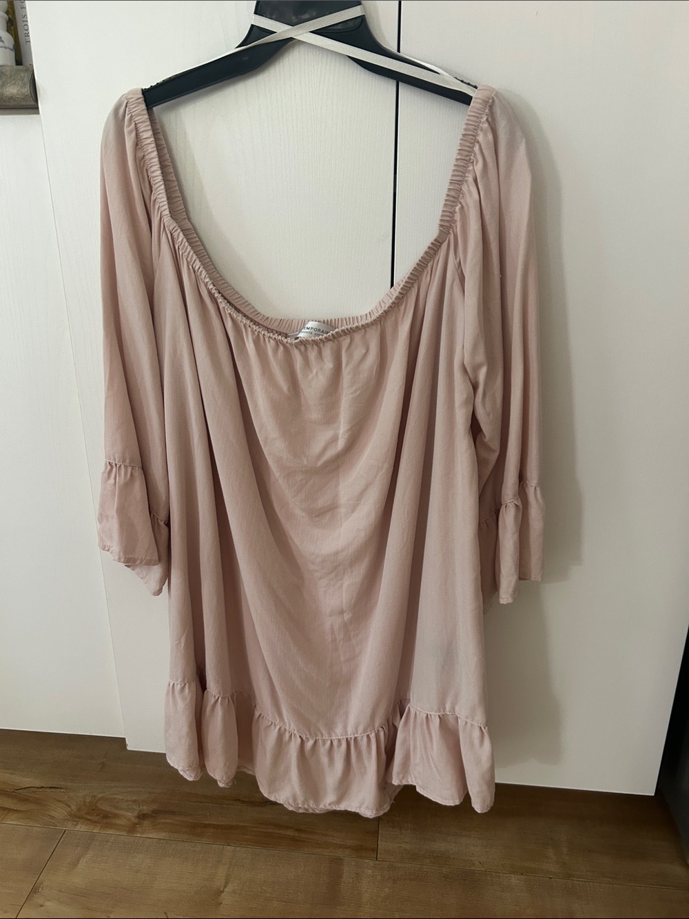 Simons Blush Pink Off-Shoulder Ruffle Tunic